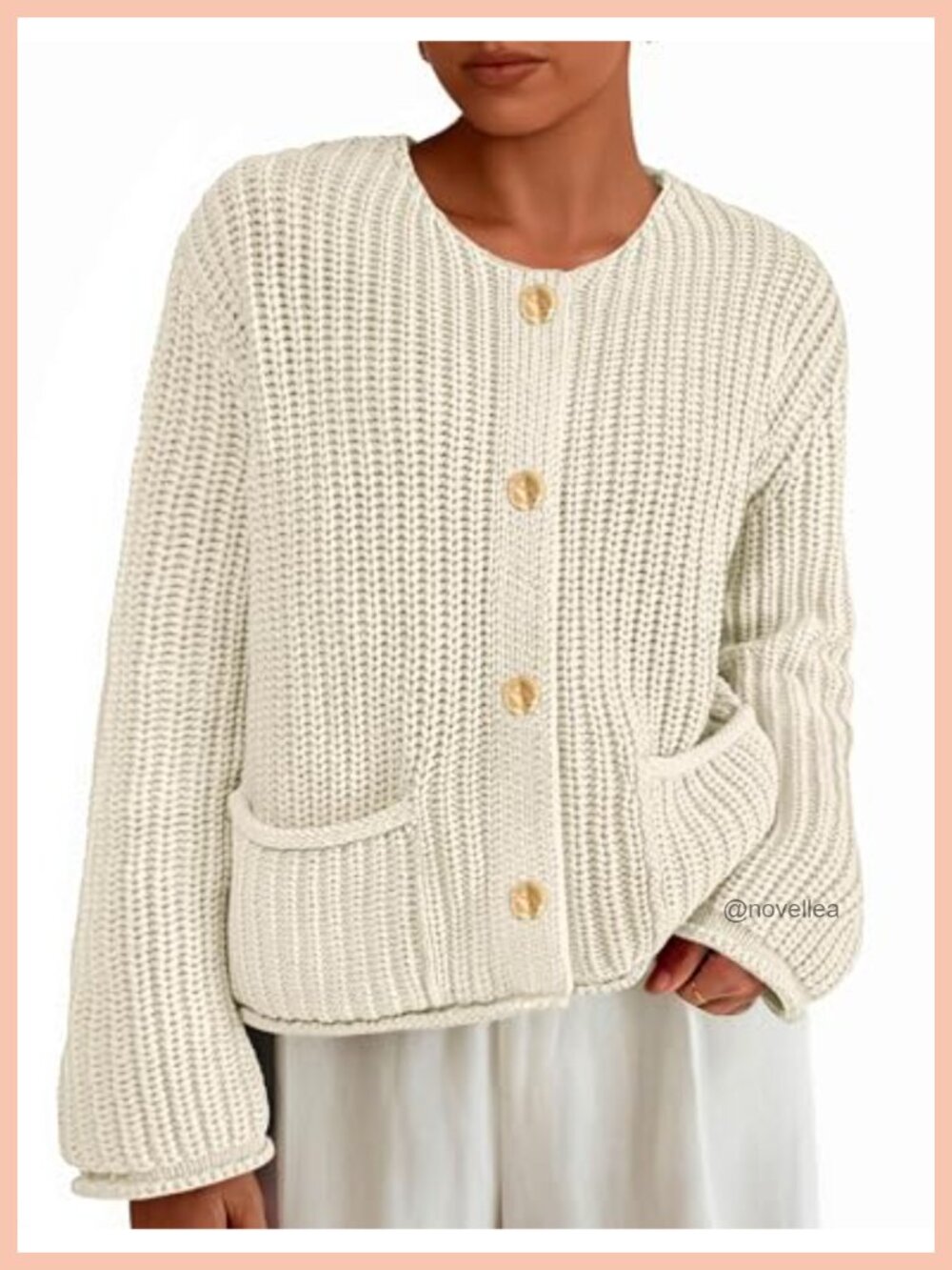 Oversized Open Front Cardigan Chunky Knit Sweater with Pockets